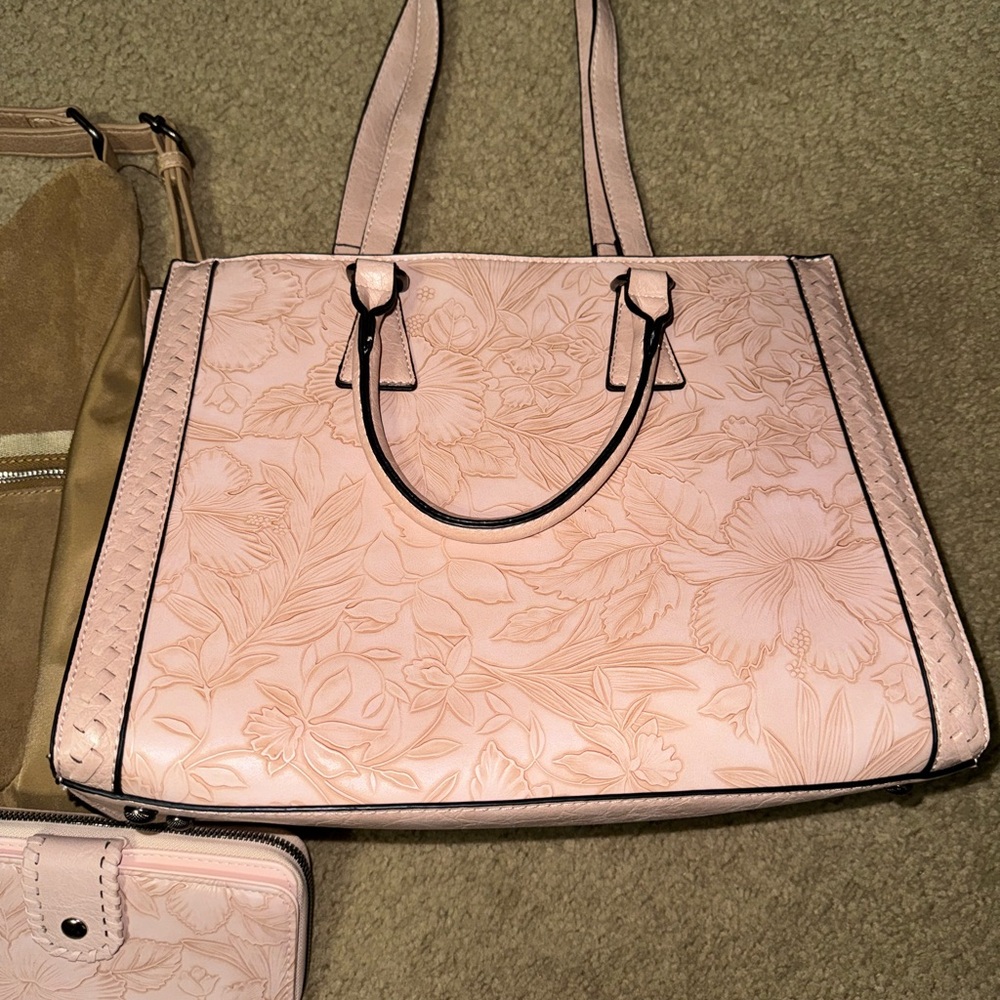 Elegant Pink Floral Tote Bag hibiscus tote